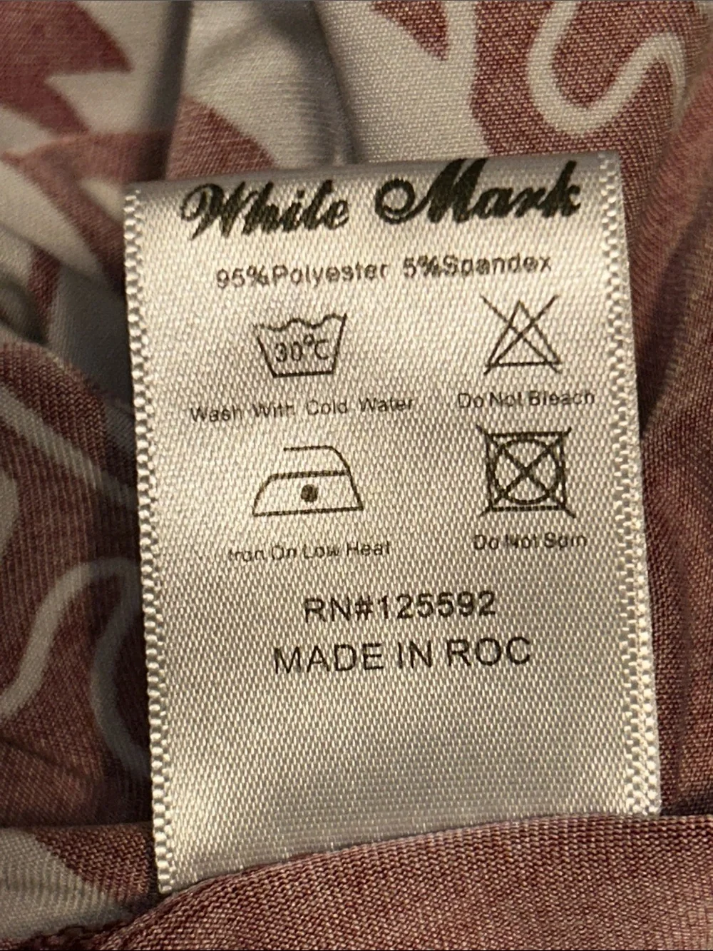 White Mark 2 XL Yanette Polyester Spandex tunic Damask Paisley Style Print